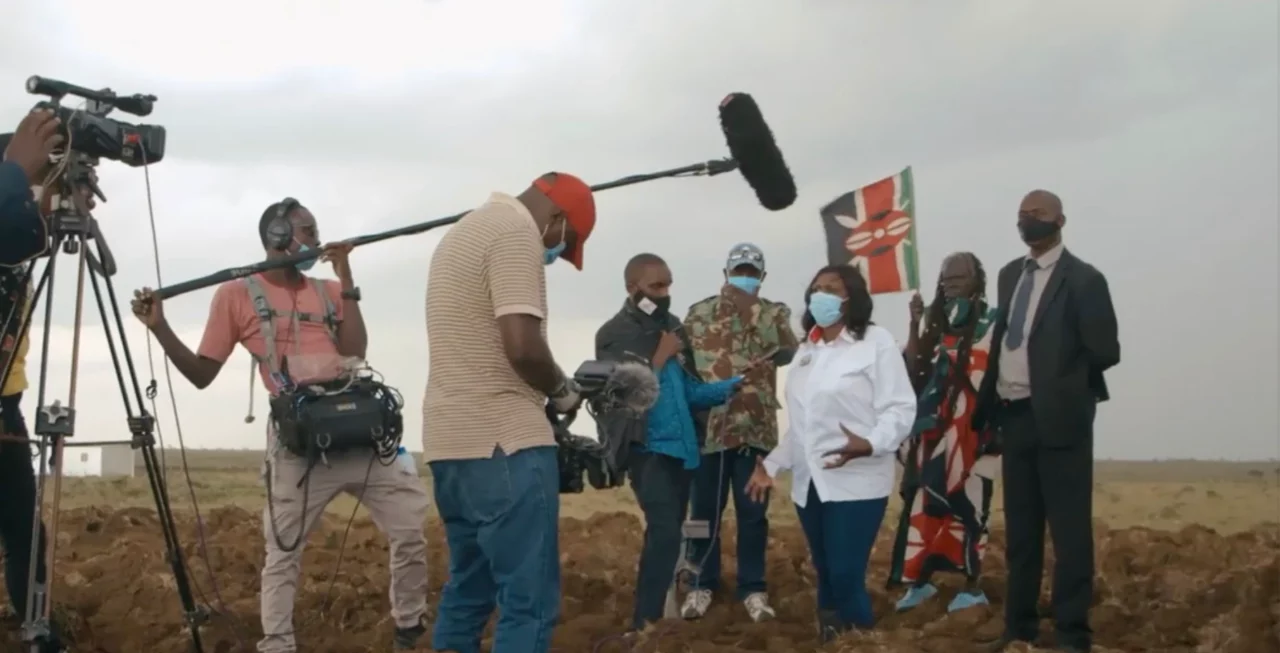 Équipe de tournage en pleine action